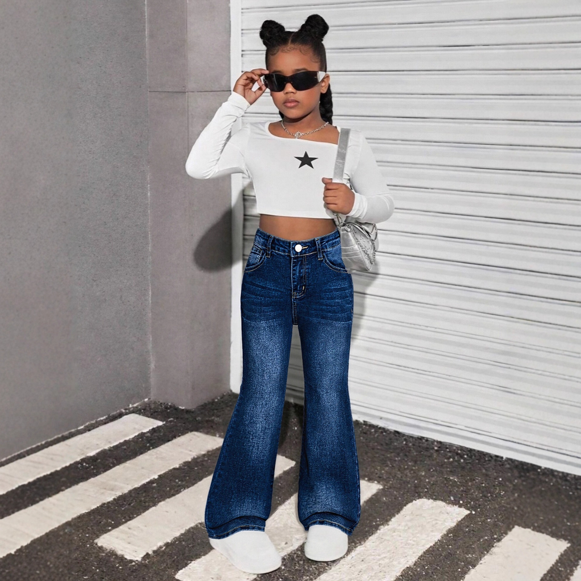 外贸童装牛仔裤批发四季款儿童弹力牛仔喇叭裤儿童时尚修身牛长裤