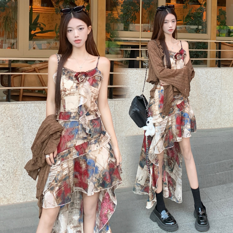 Summer retro slip dress, set, plus size