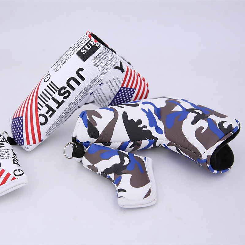 Fábrica al por mayor cubierta de putter de golf protección multidireccional cubierta de club de golf cubierta de varilla de impresión línea directa transfronteriza