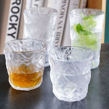 代发包邮日式玻璃杯家用冰川杯锤纹水杯子ins风威士忌咖啡啤酒杯
