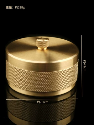 Pure Brass Accessible Luxury Round Ashtray with Lid for Home Living Room, Hotel, Car Office, High-End Ornaments (Car ashtray) - diamond-car-ashtray-with-lid