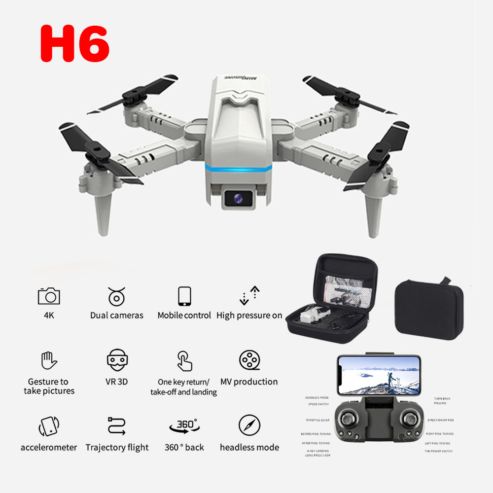 H6 mini folding drone dual camera LED re...