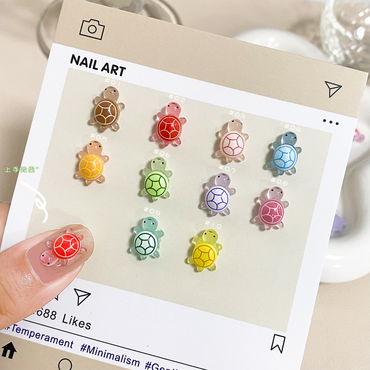 7*9mm cartoon luminous large turtle nail jewelry nail jewelry diy resin accessories nail decoration