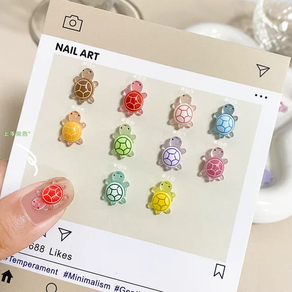 7*9mm cartoon luminous large turtle nail jewelry nail jewelry diy resin accessories nail decoration
