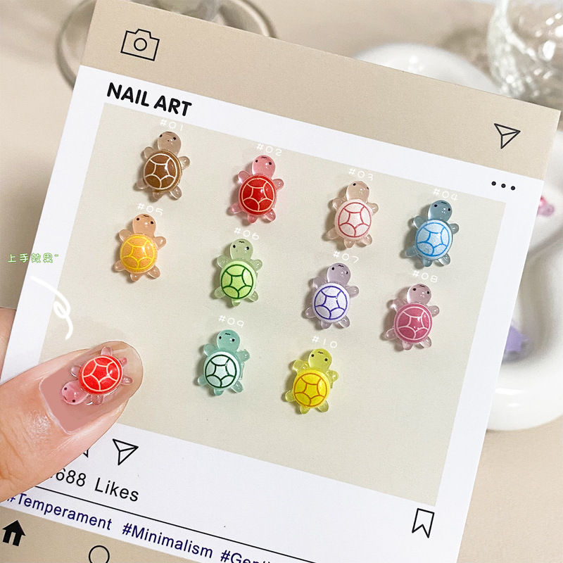 7*9mm cartoon luminous large turtle nail jewelry nail jewelry diy resin accessories nail decoration