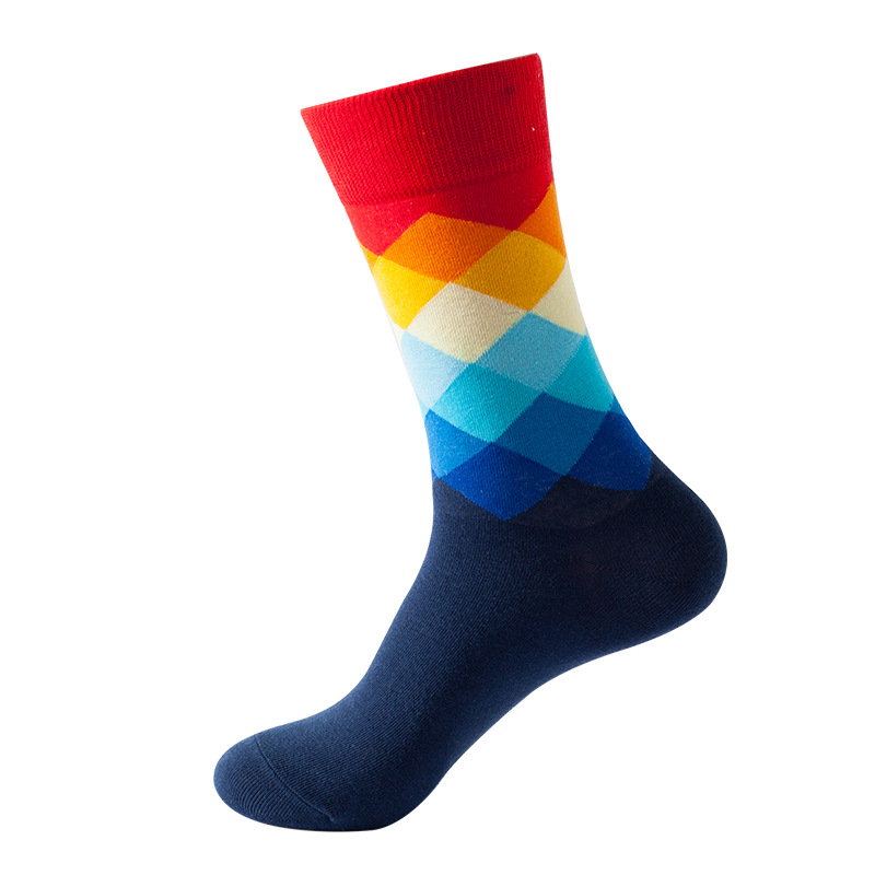 Chaussettes mi-mollet style Ins 2025d pour femme, motif losanges, tendance, unisexes, pour homme_voghion.com
