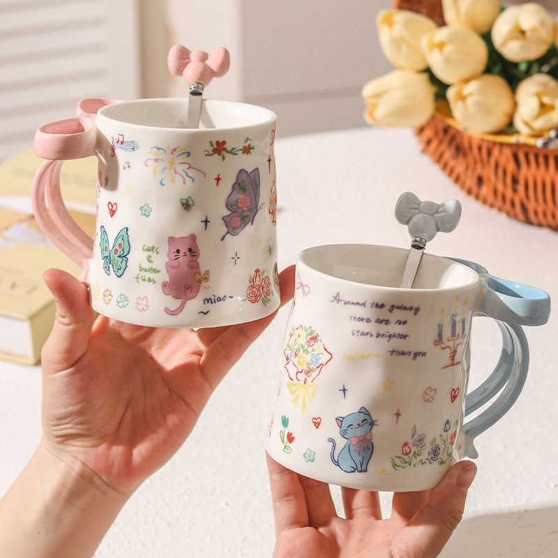 咖啡杯可爱杯子陶瓷马克杯情侣牛奶陶瓷杯水杯高颜值喝水家用办公