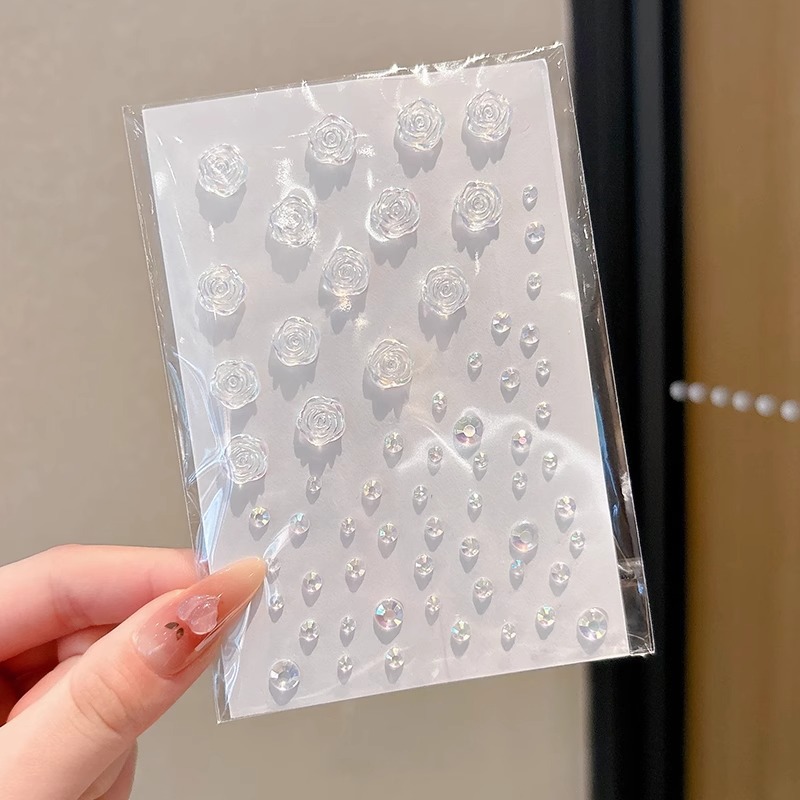 Maquillaje para niñas espectáculo de baile pegatinas para niños joyas para la cara de la niña princesa dulce pegatinas de perlas pegatinas de maquillaje