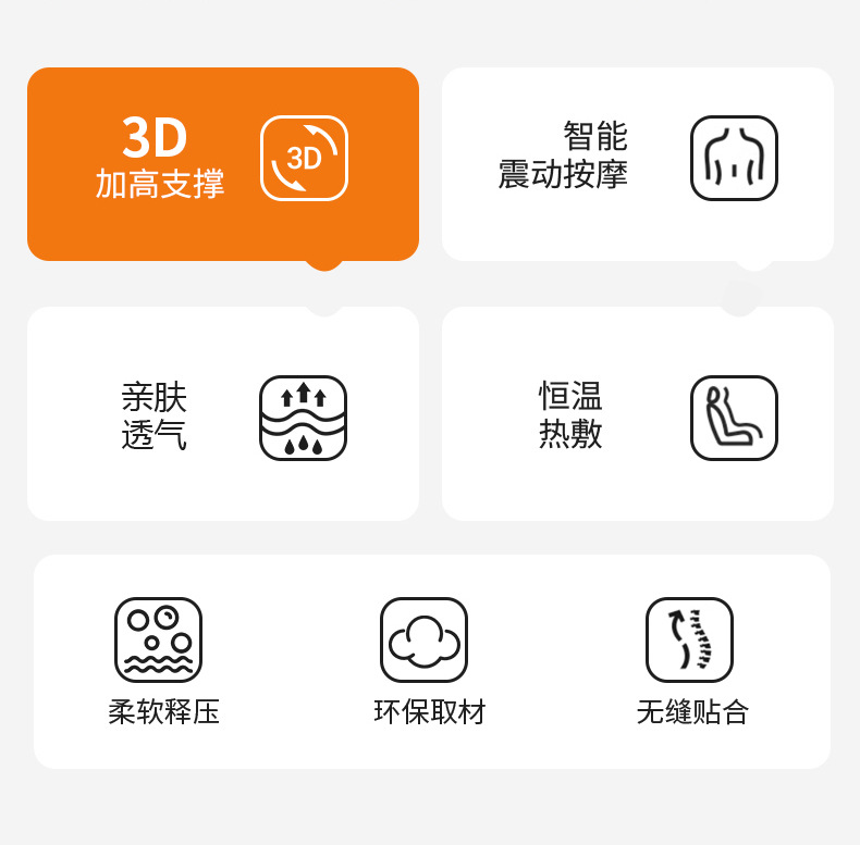 High-End Car Headrest with Heating, Electric Massage, Space Memory Foam Seat, Neck Pillow, Car Lumbar Support Pillow