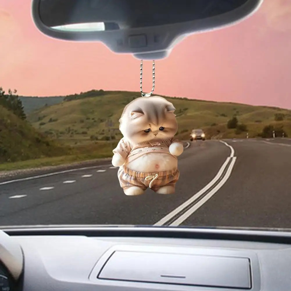 Nuevos productos transfronterizos Colgante de gato de vientre grande Mochila Accesorios para el hogar Colgante de automóvil plano acrílico 2D image 4