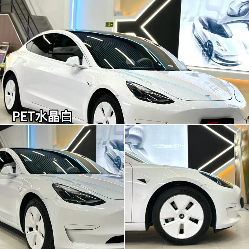 Car Wrap Film for Color Change, Pet Material, Full Car Wrap Film in Glacier Blue and Piano White, Leaves No Residue on the Car Body