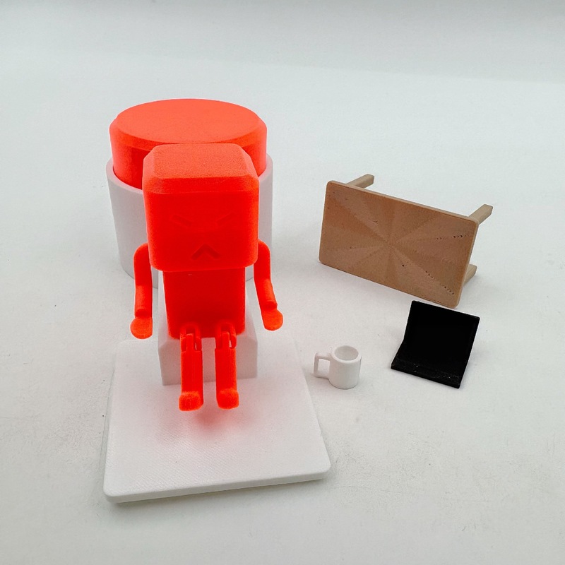 国境を越えた3Dプリント3Dプリント怒っている男怒っている労働者がテーブルをひっくり返すモデル手作り装飾品|undefined