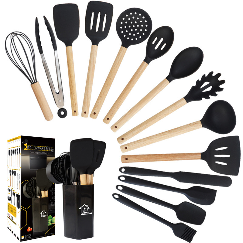 10 conjuntos de utensilios de cocina antiadherente de silicona de silicona de grado alimenticio para el hogar set de utensilios de cocina al por mayor