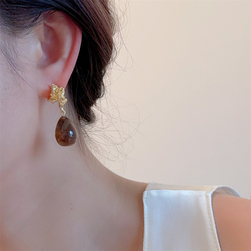 Water Droplets Pattern 1 Pair Simple Style Water Droplets Plating Acrylic Resin Drop Earrings