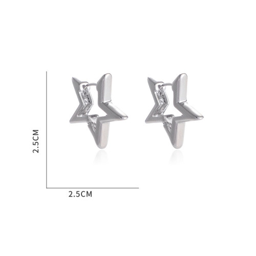 Simple and niche design sense five-pointed star ear buckle temperament hollow geometric zinc alloy exquisite earrings for women direct sales