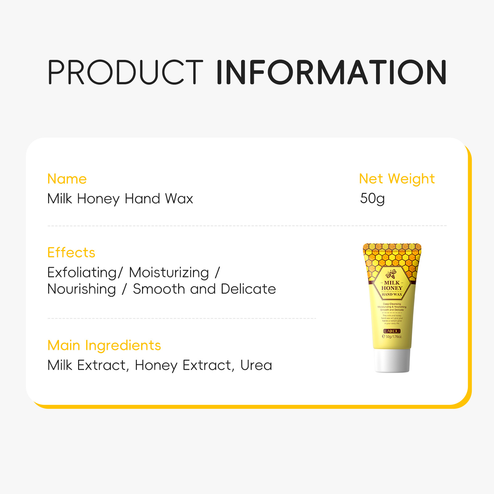 Cross-border English version LAIKOU Honey Milk Hand Wax 50g Hand Mask Moisturizing, hydrating and hydrating Autumn and winter manufacturer in stock undefined