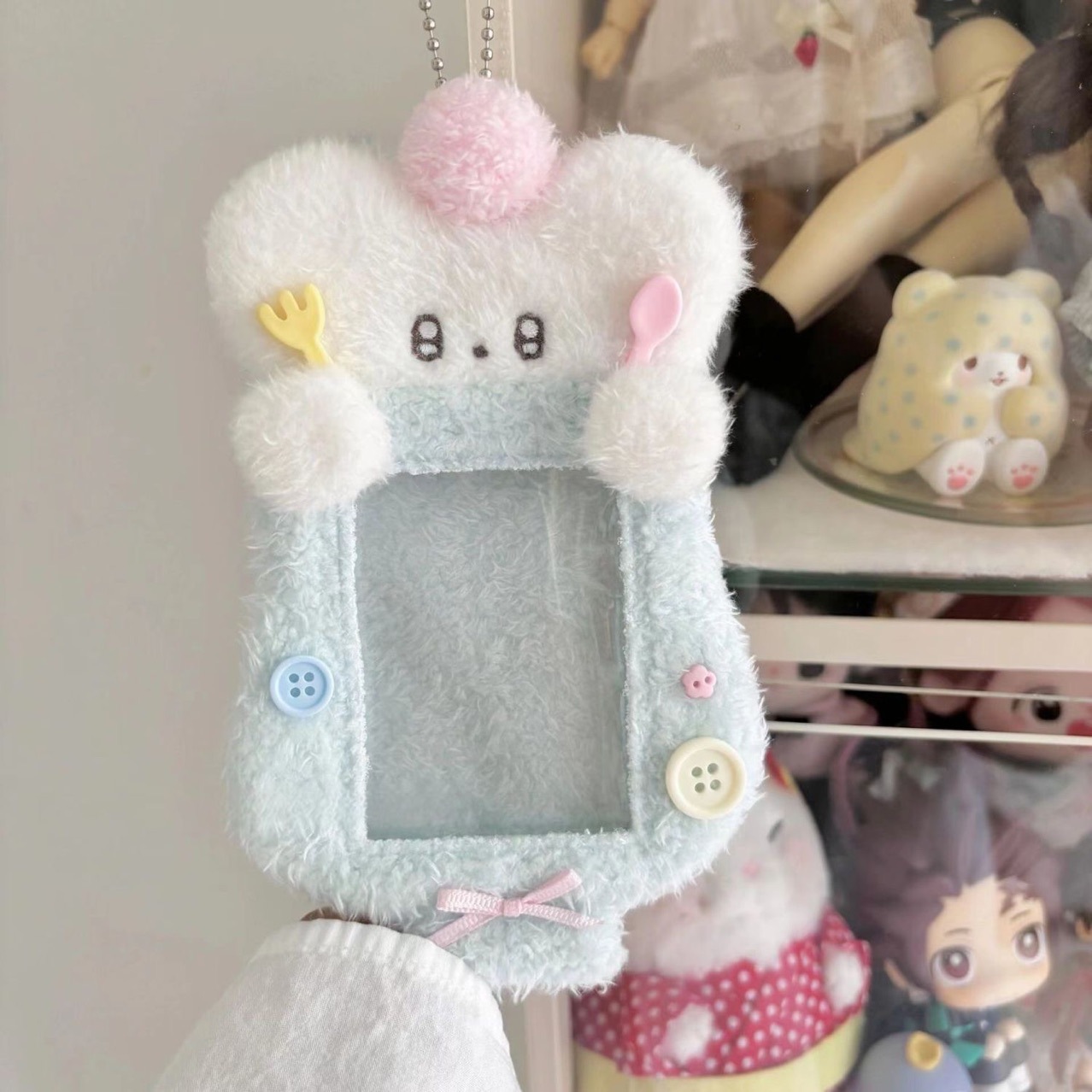 Girl cute dog cat animal cartoon transparent hollow three-inch gu card cover student access control subway card bag