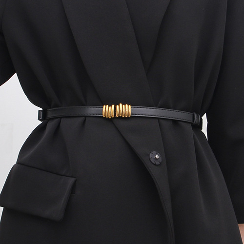 Suit retro thin belt women's summer fashion versatile decoration with dress skirt coat girdle belt black