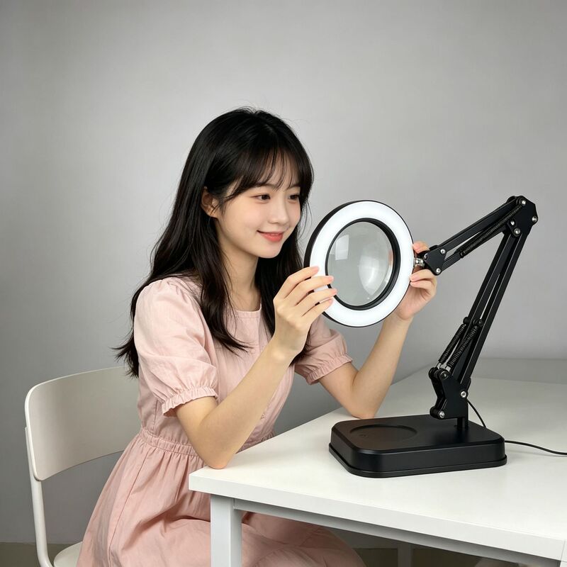 Three-color light warm light natural light desktop magnifier lamp electronic repair magnifier lamp desktop reading ring lighting