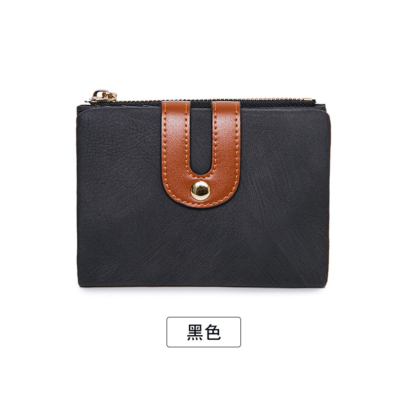 Cartera corta estilo coreano 2023, simple y moderna, doble pliegue, versátil, para estudiantes