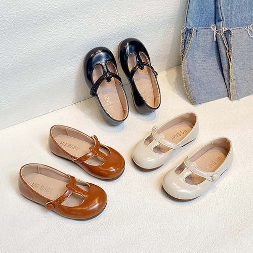 British style retro children's small leather shoes with shallow mouth  autumn new children's shoes for small and medium-sized children and girls' single shoes wholesale