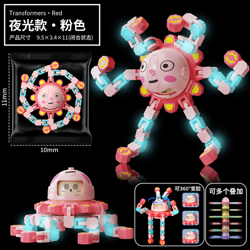 子供のフィンガースピナーおもちゃ変形可能で発光する教育用機械式顔変更フィンガースピナー減圧男の子卸売|undefined