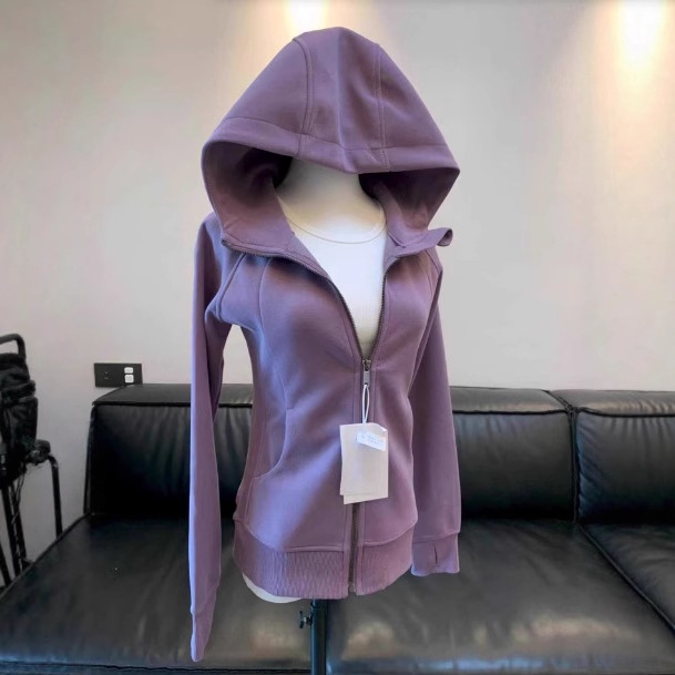 Slim-Fit Sweatshirt Jacket for Women 2026 Spring New Sports Wear Hooded Cardigan Yoga Top Women's Slimming Clothing