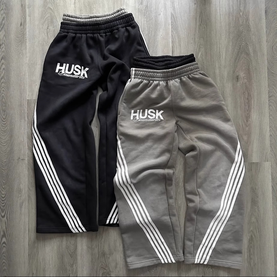 Pantalones deportivos de cintura doble a rayas de estilo hip-hop retro europeo y americano transfronterizo, pantalones largos deportivos informales de pierna recta y holgados, de dos piezas.