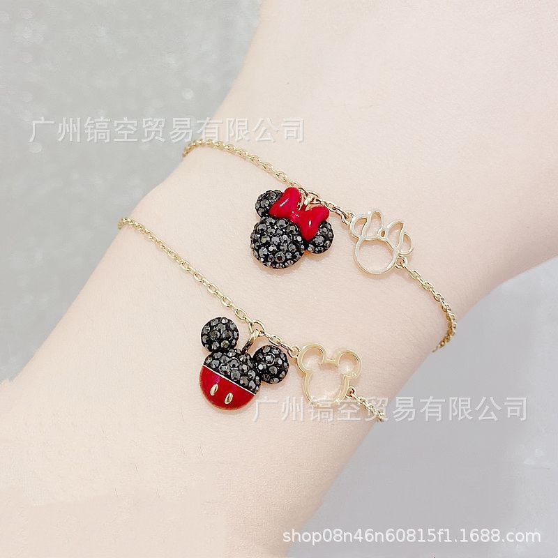 Shi Jia 1:1 His Original Template Mickey Minnie Bracelet Female Swaro Cute Children's Fun Mickey Mouse Bracelet Female Hair