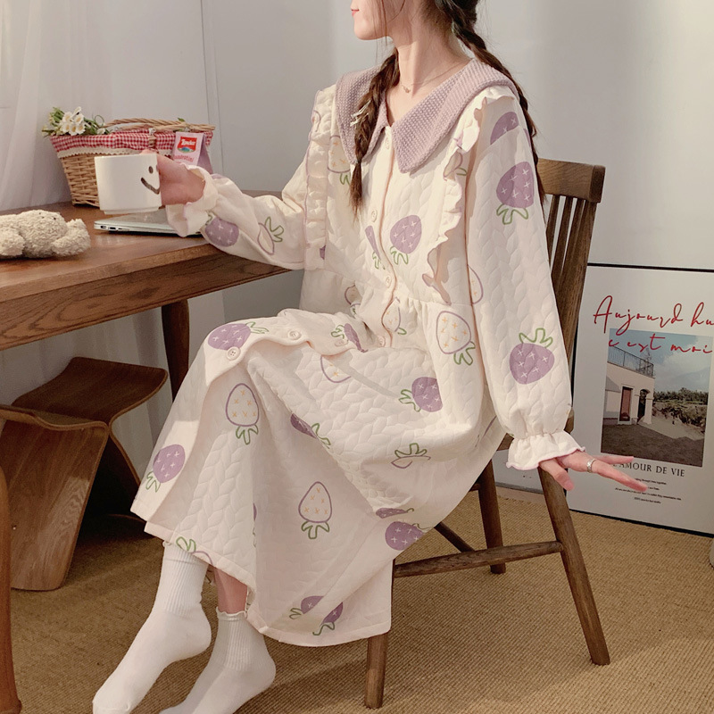 Pregnant Women's Nightdress Autumn and Winter Increased Invisible Zipper Air Cotton Nightdress Pregnant Women's Nursing Nightdress Female Pregnancy Pregnant Women's Nightdress Autumn and Winter Increased Invisible Zipper Air Cotton Nightdress Pregnant Women's Nursing Nightdress Female Pregnancy