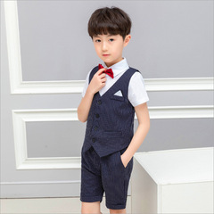 Summer children's set, one-piece drop shipping for boys, suit vest dress with stripes, June 1st Children's Day choir performance flower child
