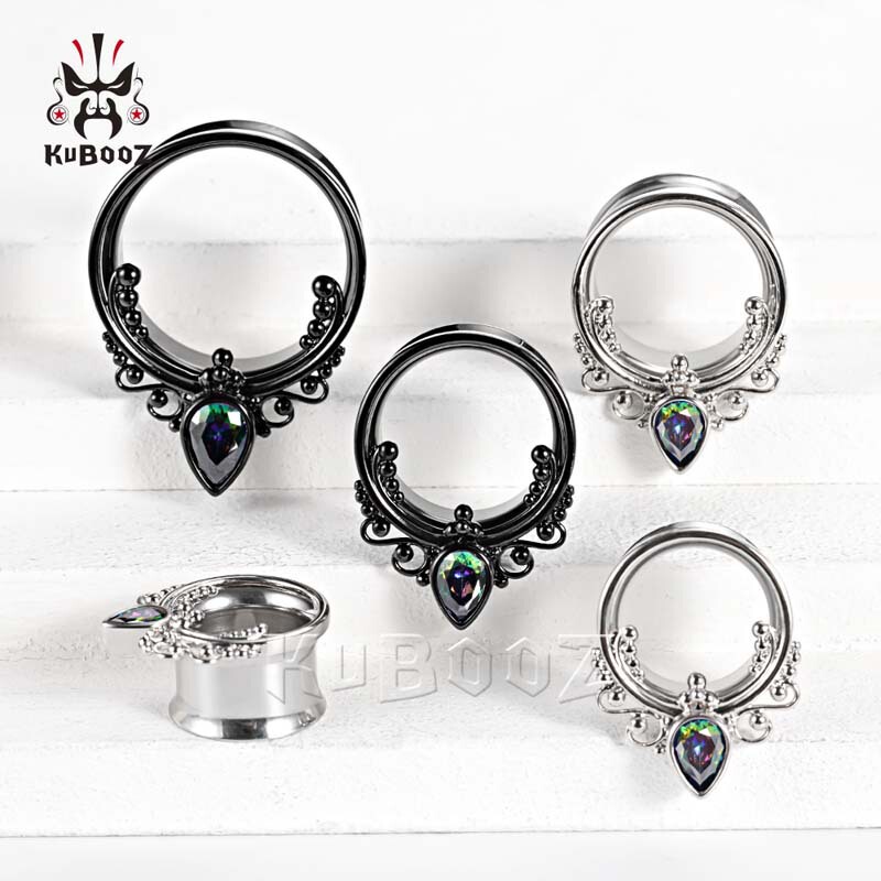 Bos Jewelry Stainless Steel Polka Dot Inlaid with Colored Zirconium Ear Expander Ear Expander Fashionable Large Ear Piercing Auricle Earrings Wholesale