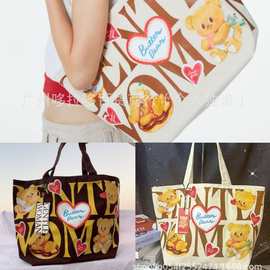泰国gentlewoman黄油小熊联名款毛绒抽绳通勤单肩托特包包