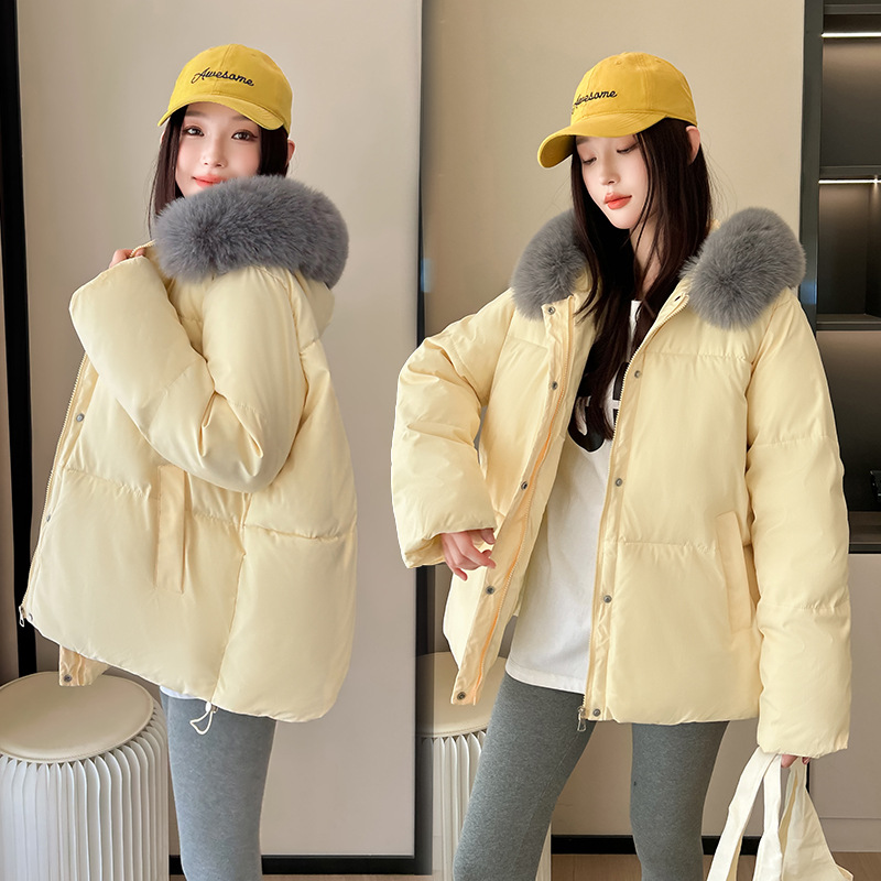 Europa y los Estados Unidos nuevo otoño y invierno 2025 pan plumón ropa de algodón mujer gruesa suelta pequeña chaqueta de algodón corta chaqueta de algodón