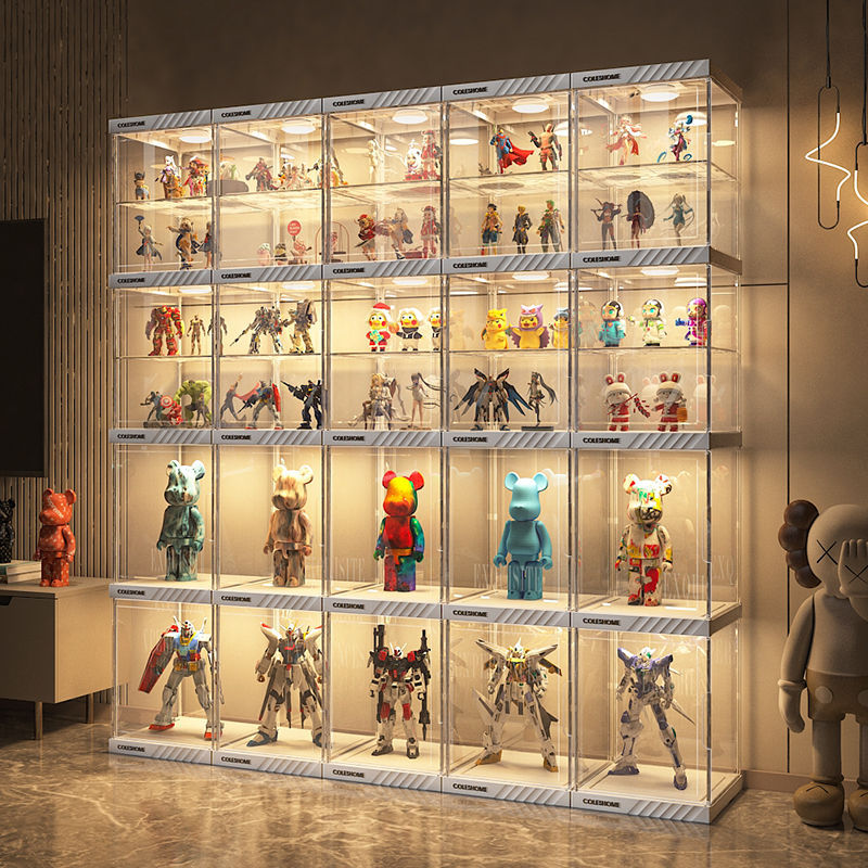 手办展示柜透明仿亚克力一体加厚乐高积木模型盲盒收纳展示架