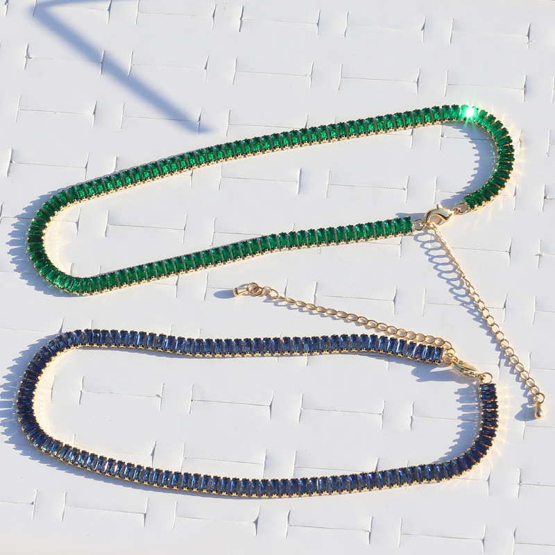 Fashion Geometric Copper Bracelets Ear Studs Necklace Plating Zircon Copper Necklaces