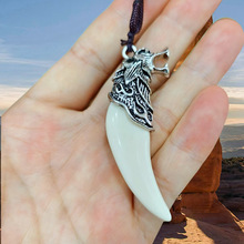 民族风狼牙项链男士霸气个性真狗牙吊坠随声挂件饰品