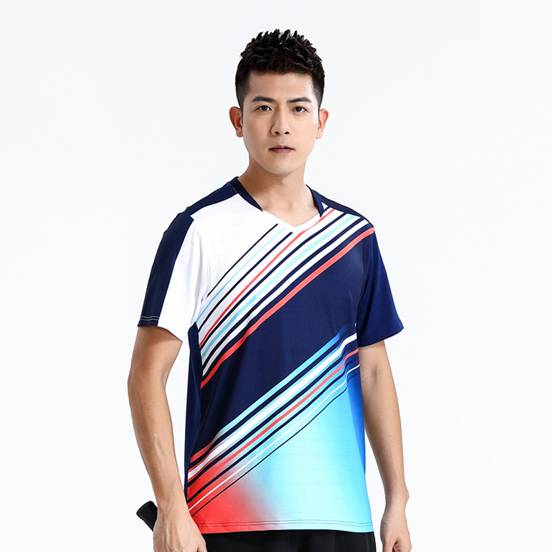 Seco rápido transpirable poliamonio bádminton set hombre y mujer V-cuello chaqueta deportiva para niños logotipo de impresión de adultos