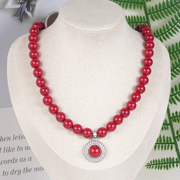 Red oolong tea Da Hong Pao, silver necklace from pearl, 10mm