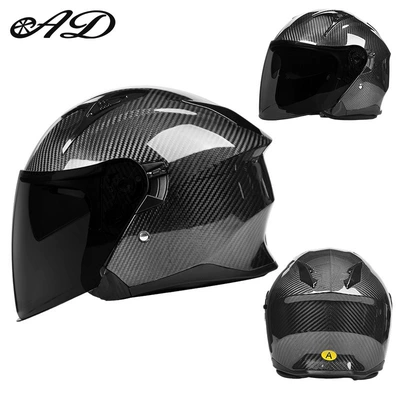 Motorcycle Safety Supplies — Cycling Winter Safety Helmet - carbon-fiber-3k-bright-black-black-tea-mirror-free-high-definition-mirror-m-suitable-for-head-circumference-56-57