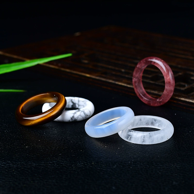 White pink-purple natural ore with amethyst, agate ring with stone, accessory jade for men and women, decorations