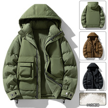 2024年新款设计感服男士假两件连帽短款工装外套户外防寒服