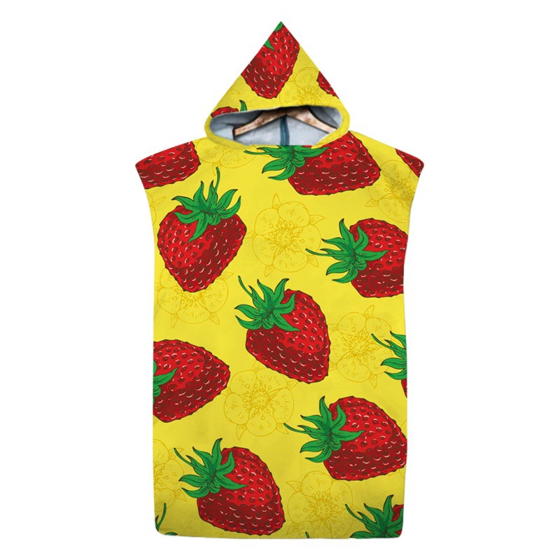 Фруктовый пляжный солнцезащитный крем Пеленальная одежда Можно носить Персонализированное пончо с капюшоном Пляжный бассейн Полотенце для халата с цифровым принтом