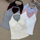 #8120 New Style Spice Girl V-neck Vest Single-breasted Buckle with Chest Pad All-match Slimming Beautiful Back Spice Girl Bottoming Top