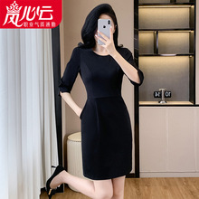 2025中袖连衣裙工作服高级感气质职业美容院物业售楼部通勤女535