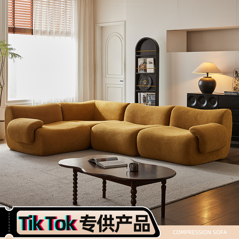 Diseñador de sofá de esquina modular medieval celebridad en línea combinación libre sala de estar tamaño de casa sofá de compresión transfronteriza