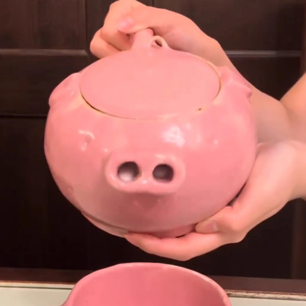 Cerrito cerámico tetera de agua divertida nariz de cerdo agua corriente tetera de té taza de agua divertida cabeza de cerdo té regalo de hechizo para amigos