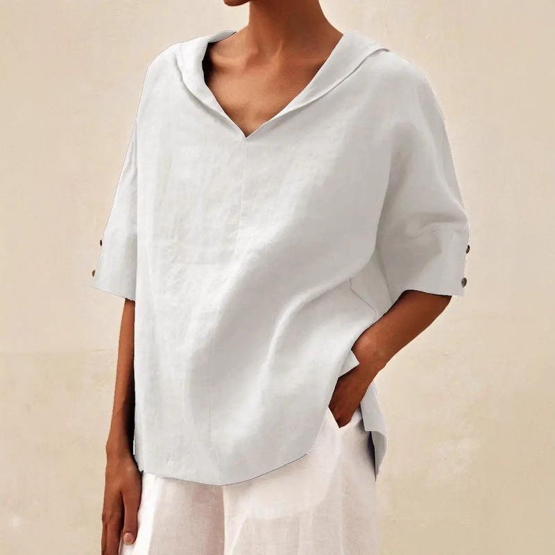 2024 new cross-border foreign trade Europe and the United States women's independent station Amazon solid color cotton linen loose hooded top T-shirt