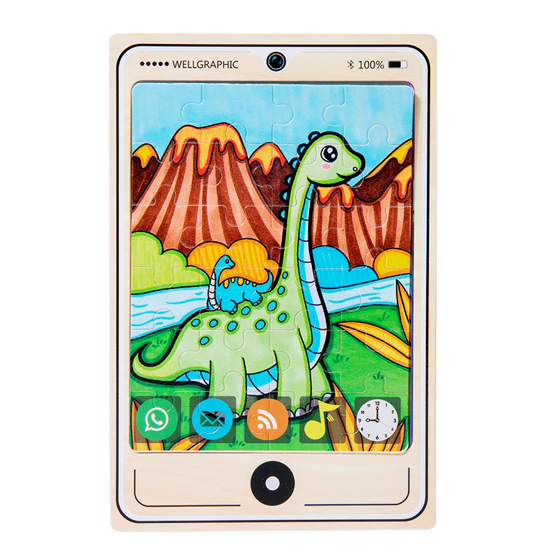 Madera 22 modelos de teléfonos móviles rompecabezas dibujos animados para niños rompecabezas plano de madera educación temprana para bebés juguetes intelectuales útiles