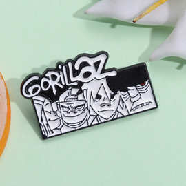 欧美热销Gorillaz摇滚乐队纪念金属胸针个性街头霸王卡通人物徽章